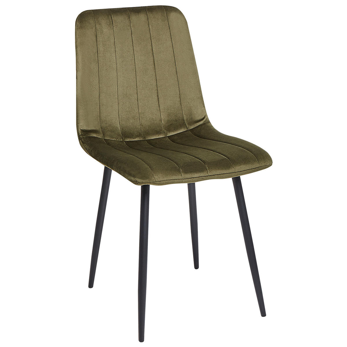 ESSZIMMERSTUHL 4er-Set Samtstoff Olivgrün Kalispell - Schwarz/Grün, Textil (45/88/62cm) - Beliani