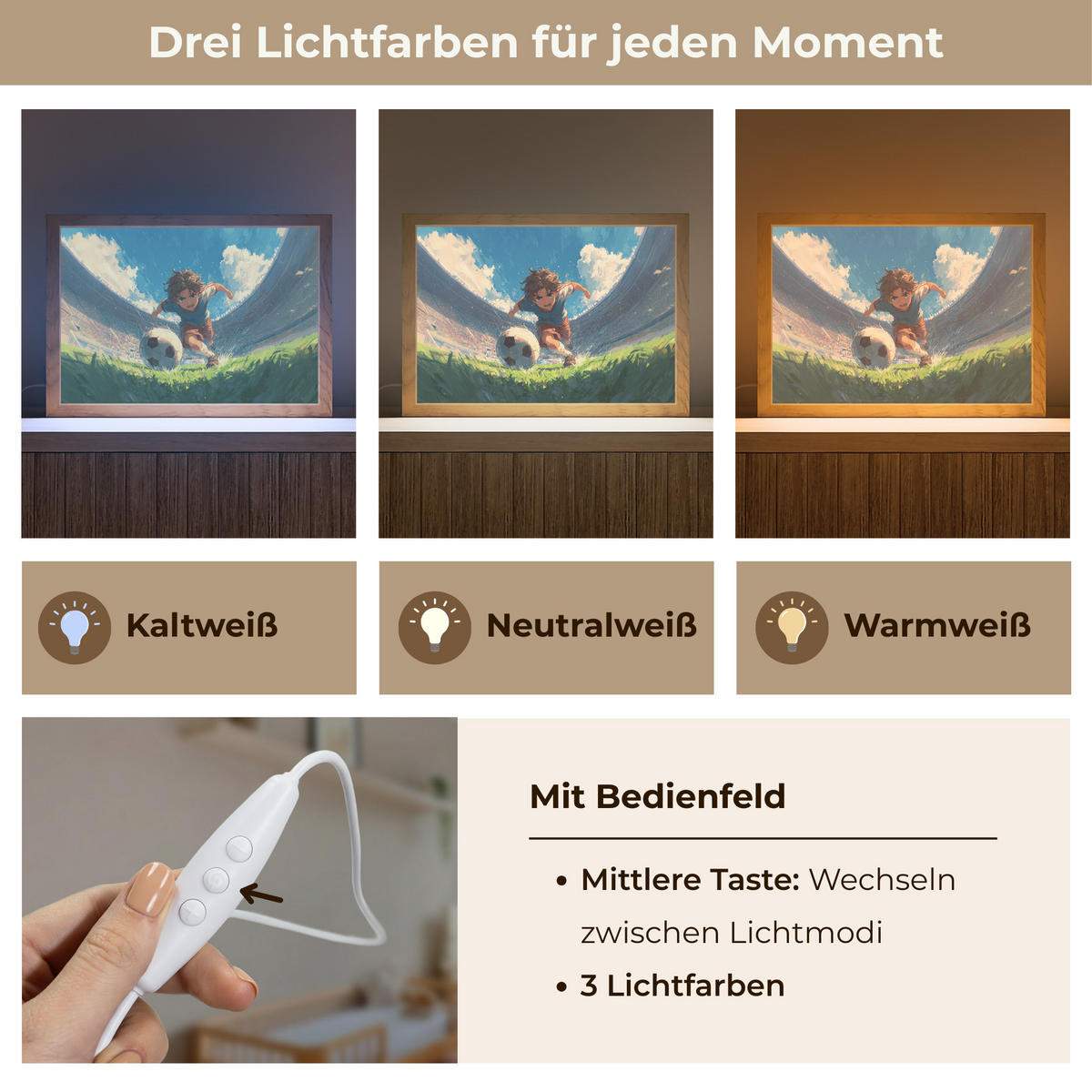 NACHTTISCHLAMPE Stadion - Fußballer - Ball 30x20 cm - Blau, Holzwerkstoff (8/30/20cm)