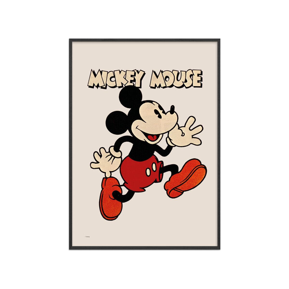 POSTER mit Rahmen Disney - Disney - Mickey Mouse Vintage No. 01 - Beige/Schwarz, Holz/Papier (30/40cm) - Poster&Frame