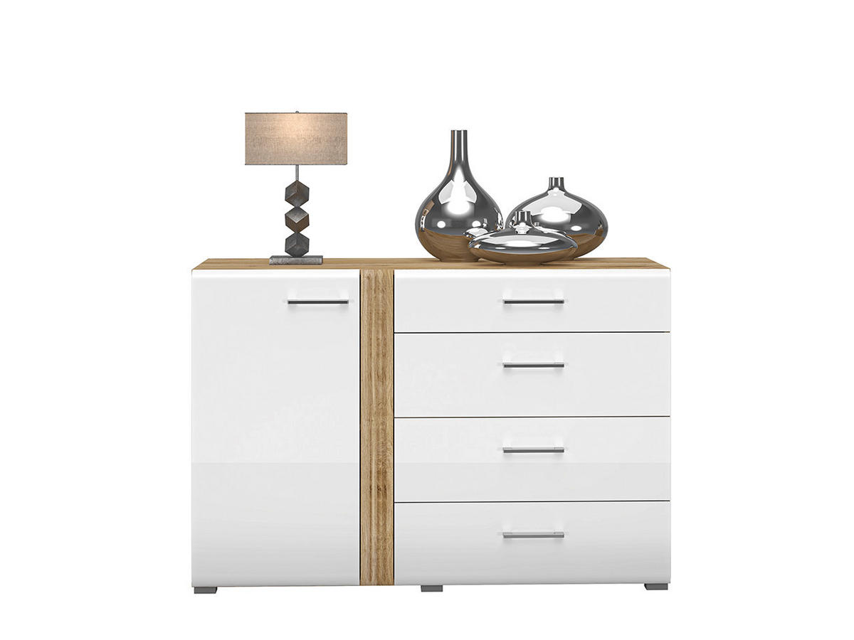 KOMMODE – 134 cm – Adagio – Weiß / Eichefarben - Eichefarben/Weiß, Holzwerkstoff (134/90/42cm) - hi-markt
