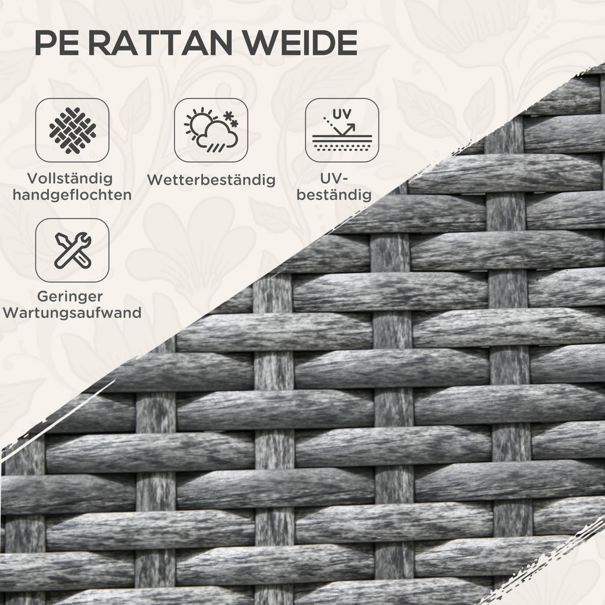 RATTAN Servierwagen Trolley mit Ablage, für Balkon, Stahl, Grau - Grau, Metall (52/82/79cm) - Outsunny