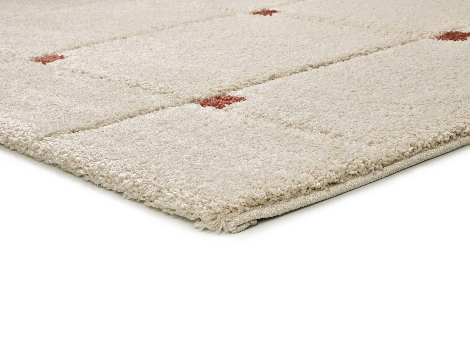 HOCHFLORTEPPICH beige und terrakotta Brenda 133/190 cm - Beige/Terra cotta, Naturmaterialien/Textil (133/190cm) - Atticgo
