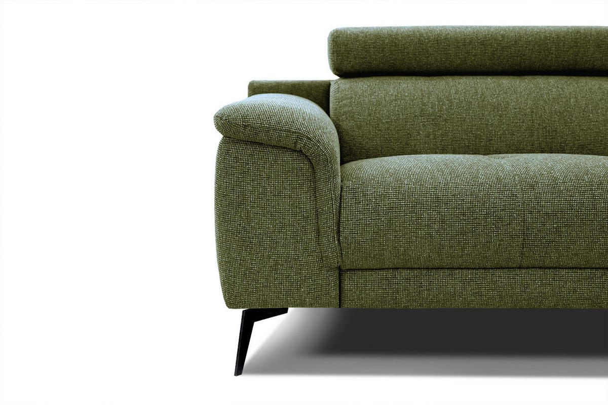 SOFA FIERO 3-Sitzer, olivgrün - Schwarz/Olivgrün, Holzwerkstoff/Textil (212/82/103cm) - Courtois Laville