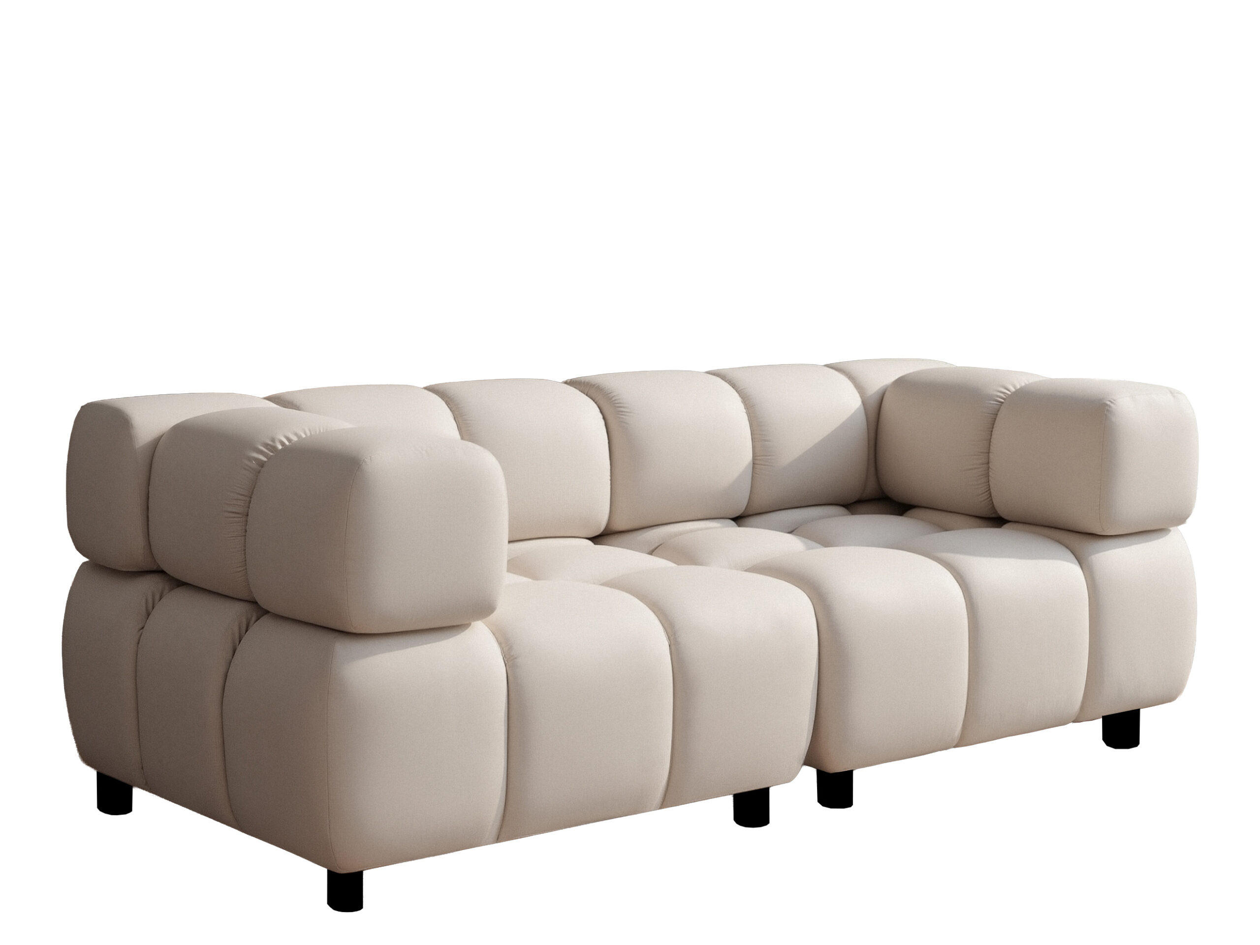 SOFA 3-Sitzer Modular, Couch, Veloursstoff Bluvel, Creme, Bolla - Creme, Holz (192/71/96cm) - Kaiser Möbel