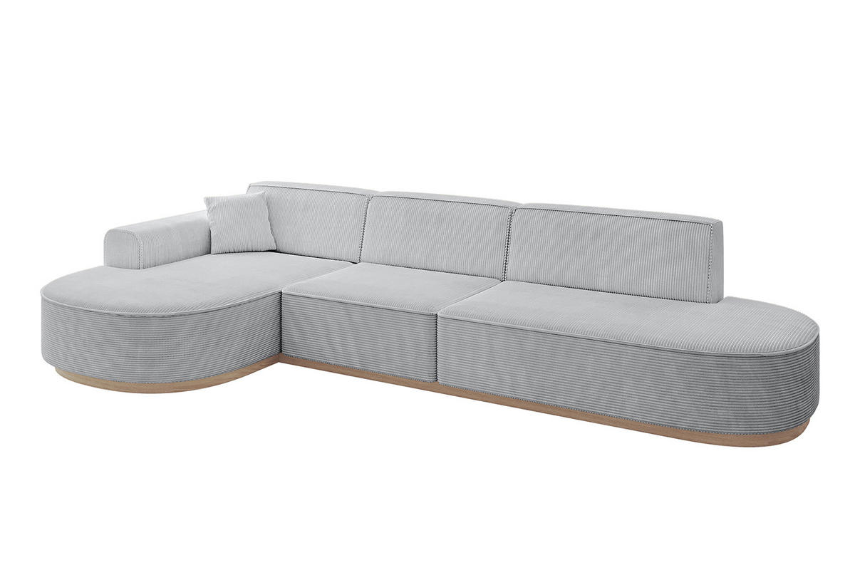 ECKSOFA Ottomane Links MARI-L2-v1 - 328x171x83 cm Grau Cord - Grau, Holzwerkstoff/Textil (328/171cm) - ALTDECOR