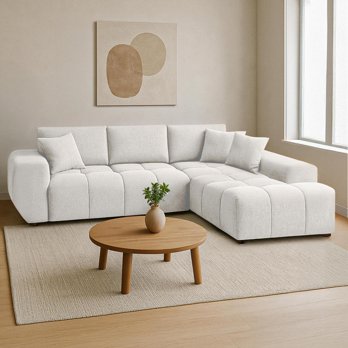 SOFA 3-Sitzer, Weiß - Weiß, Textil (205/270cm) - Oviala