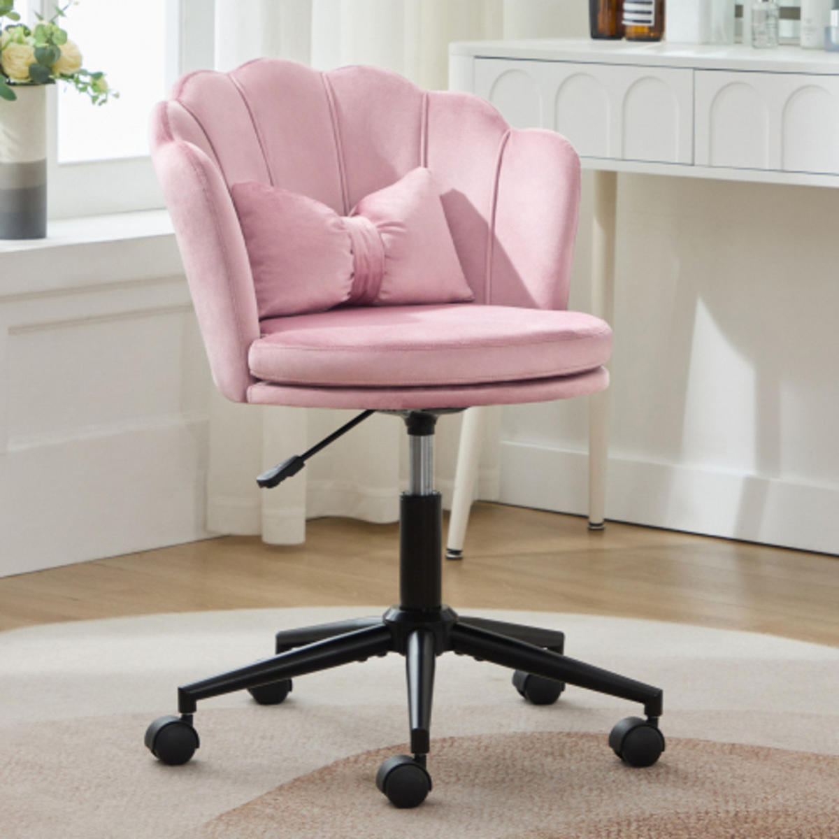 DREHSTUHL 55×62×73-83cm höhenverstellbar, Samt, rosa - Rosa, Textil (62/83/55cm) - Luhomfu