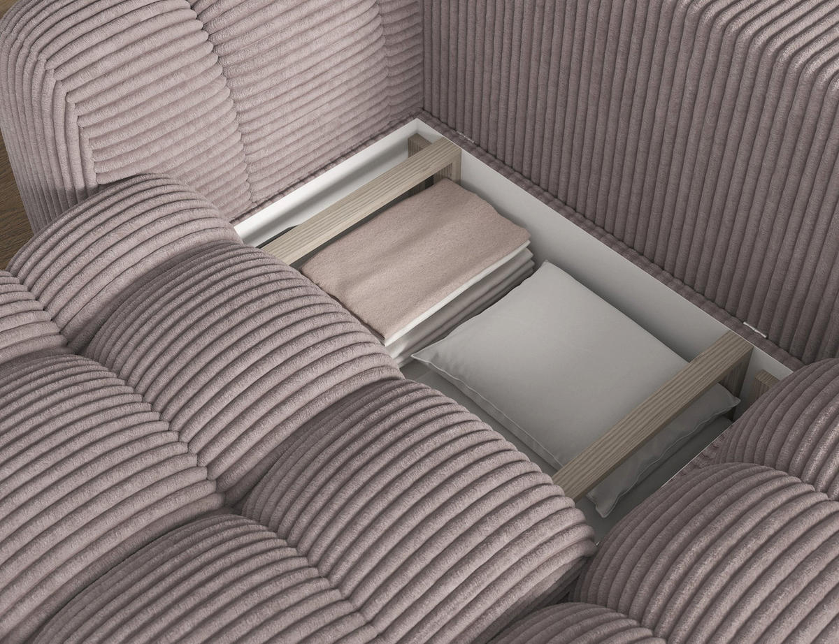 ECKSOFA COVELION L-Form – Schlaffunktion, Bettkasten, Wellenfederung, HR-Kaltschaum, inkl. Kissen, moderner Wohnkomfort - Hellgrau, Kunststoff (167/260cm) - Wohnideebilder