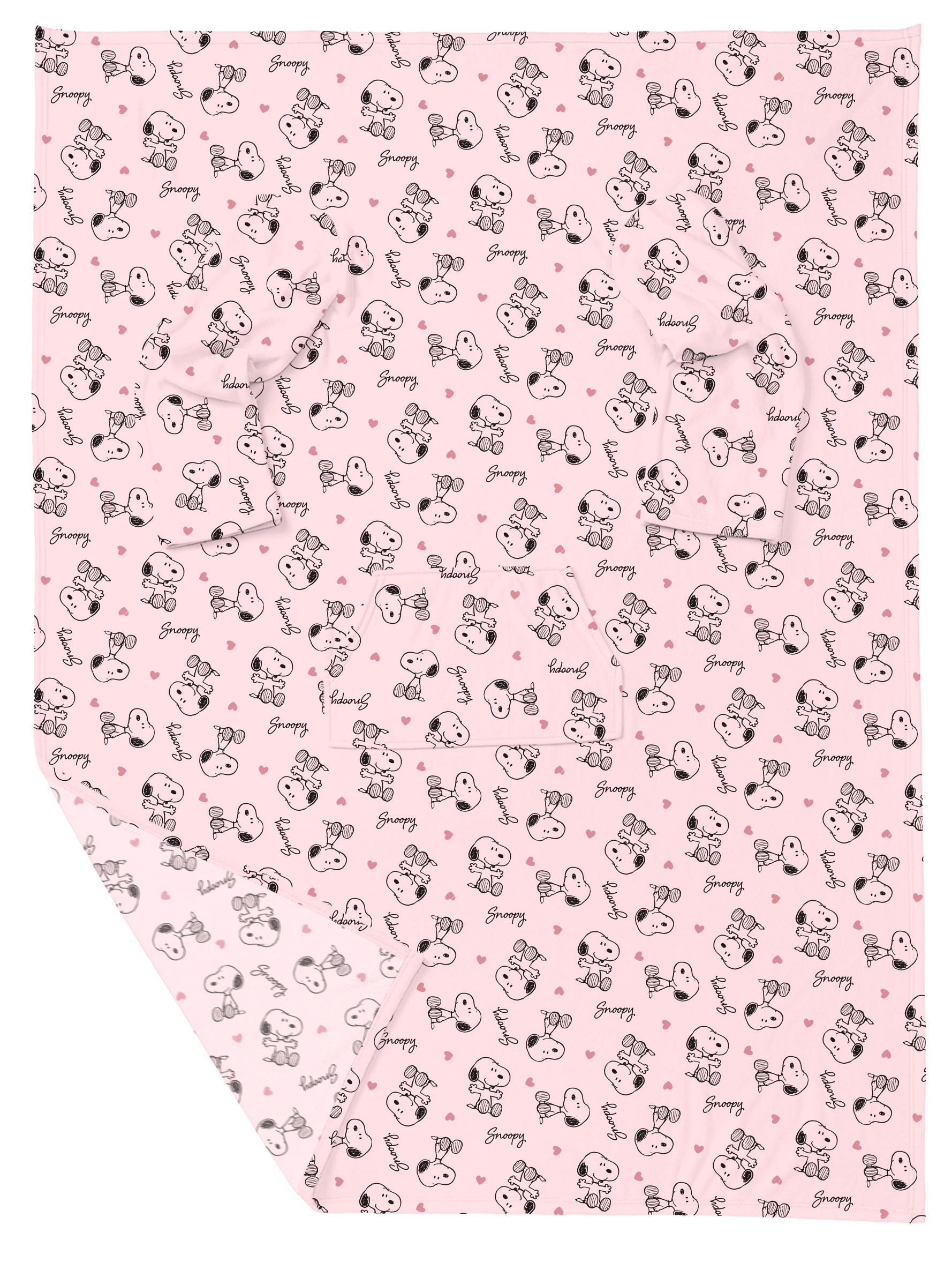 KUSCHELDECKE The Peanuts Snoopy TV Decke mit Ärmeln und Taschen Rosa 130 x 170 cm - Rosa, Textil (130/170cm) - United Labels