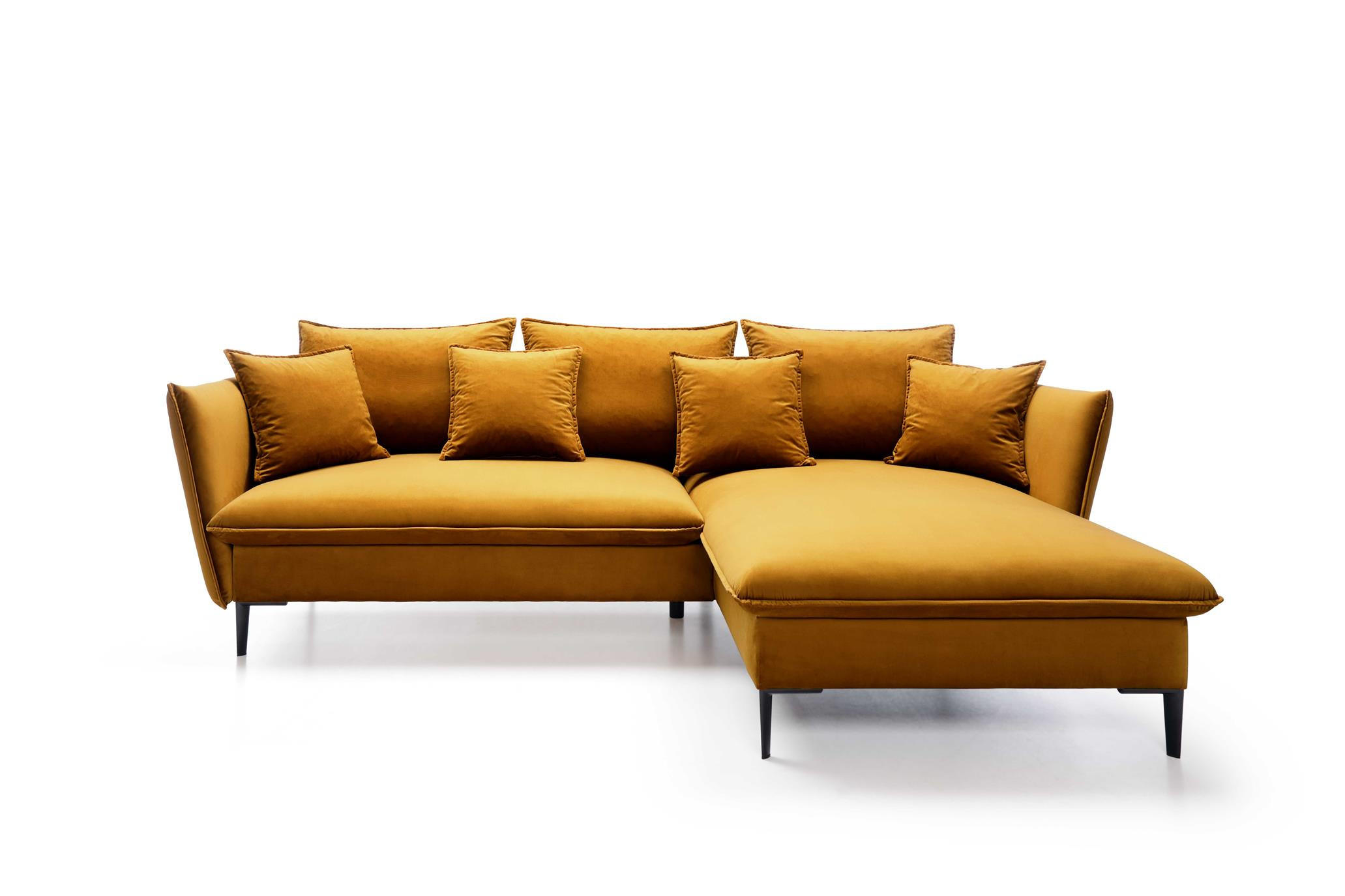 ECKSOFA Rossa Honig, mit Schlaffunktion und Kissen Links - Honig, Holzwerkstoff (258/167cm) - Bettso