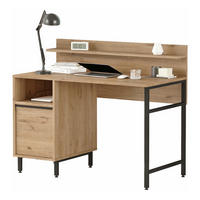BÜROTISCH Fajaarire - Eichefarben/Schwarz, Holzwerkstoff/Metall (120/60/100cm) - [en.casa]