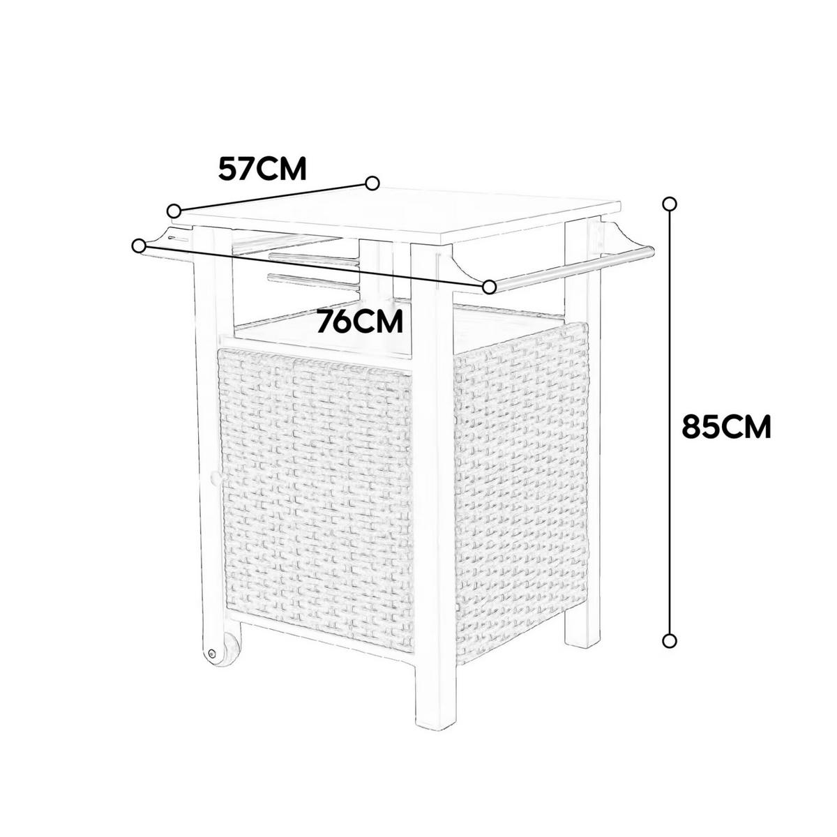 SERVIERWAGEN Küchenwagen mit Rädern,Outdoor Kücheninsel,Ratten,Braun - Braun, Metall (57/85/76cm) - LVHOM