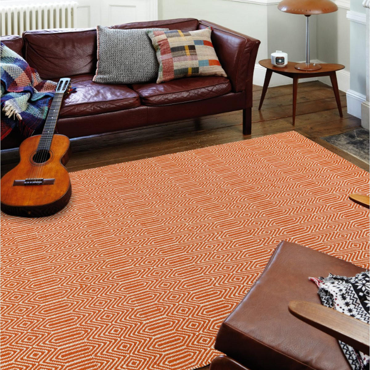 TEPPICH Handgewebter aus Wolle und Baumwolle im Berber-Stil SILWAN Orange 120 x 170 cm - Orange, Naturmaterialien (120/170cm) - Novatrend