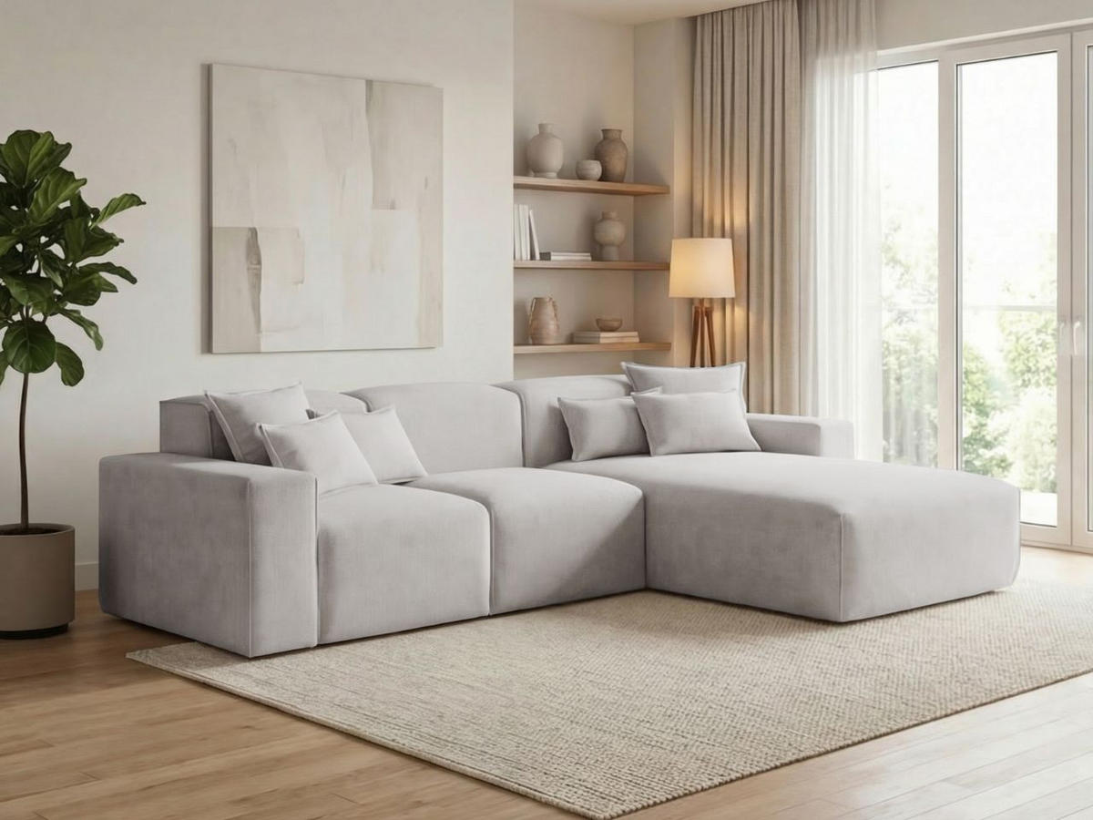 ECKSOFA Leni Grau Rechts - Grau, Holz/Textil (180/265cm) - Graingold