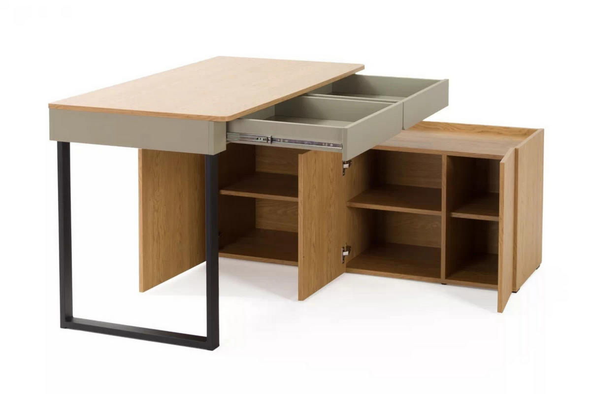 KINDERSCHREIBTISCH LIBU 10 multifunktional in Eukalyptus / Baltic Düne Eiche - Alteiche/Eukalyptusholzfarben, Holzwerkstoff (228/75/140cm) - Deine Möbel 24