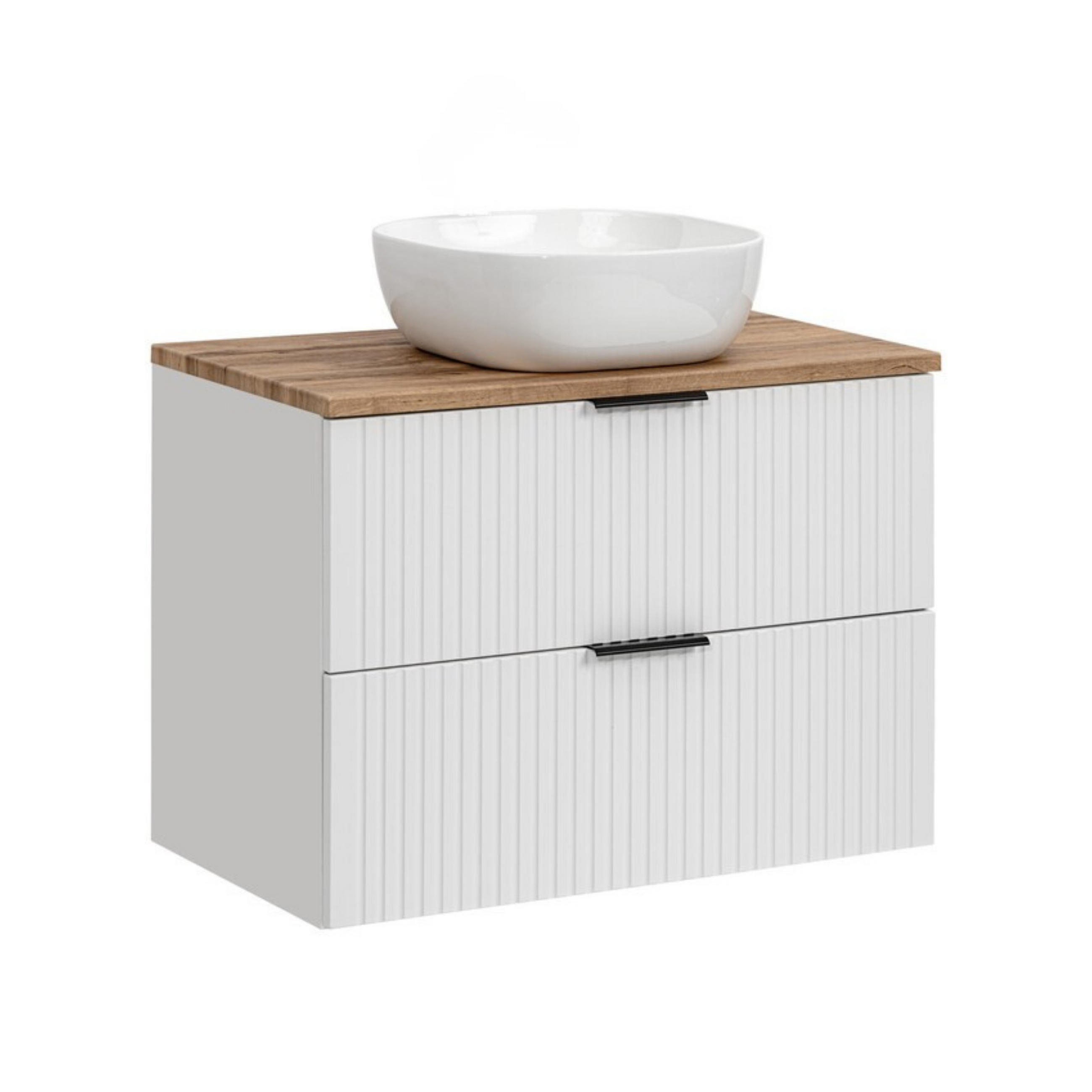 WASHTISCHKOMBI ADEN SET1 Profilierte Fronten Weiß - Schwarz/Weiß, Glas/Holzwerkstoff (80/75/46cm) - Komodee