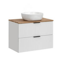 WASHTISCHKOMBI ADEN SET1 Profilierte Fronten Weiß - Schwarz/Weiß, Glas/Holzwerkstoff (80/75/46cm) - Komodee