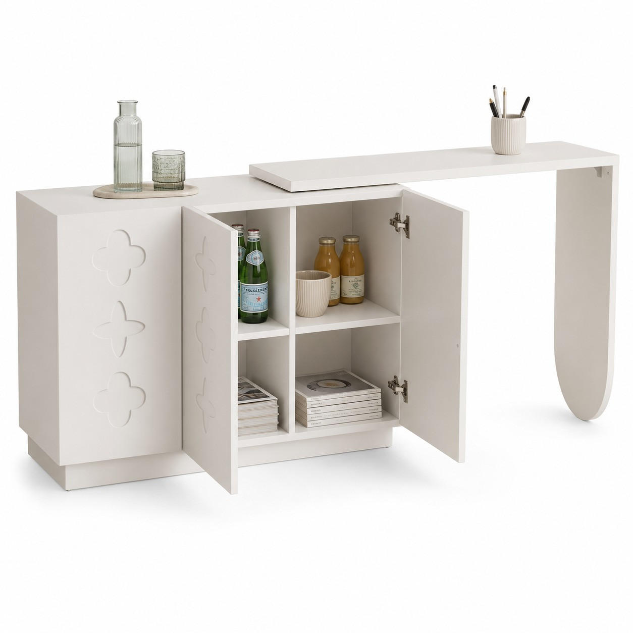 SCHREIBTISCH in Weiß L-förmig drehbar Eck-Computertisch, Büro ,Frisiertisch multifunktional B110/T40/H75cm - Weiß, Holzwerkstoff (40/110/75cm) - STILVORA