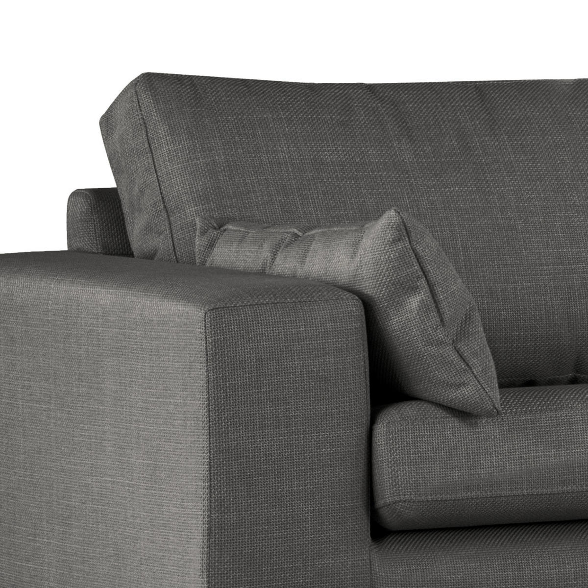 ECKSOFA mit Ottomane - Eichefarben/Dunkelgrau, Eichenholz/Textil (287/219cm) - home24