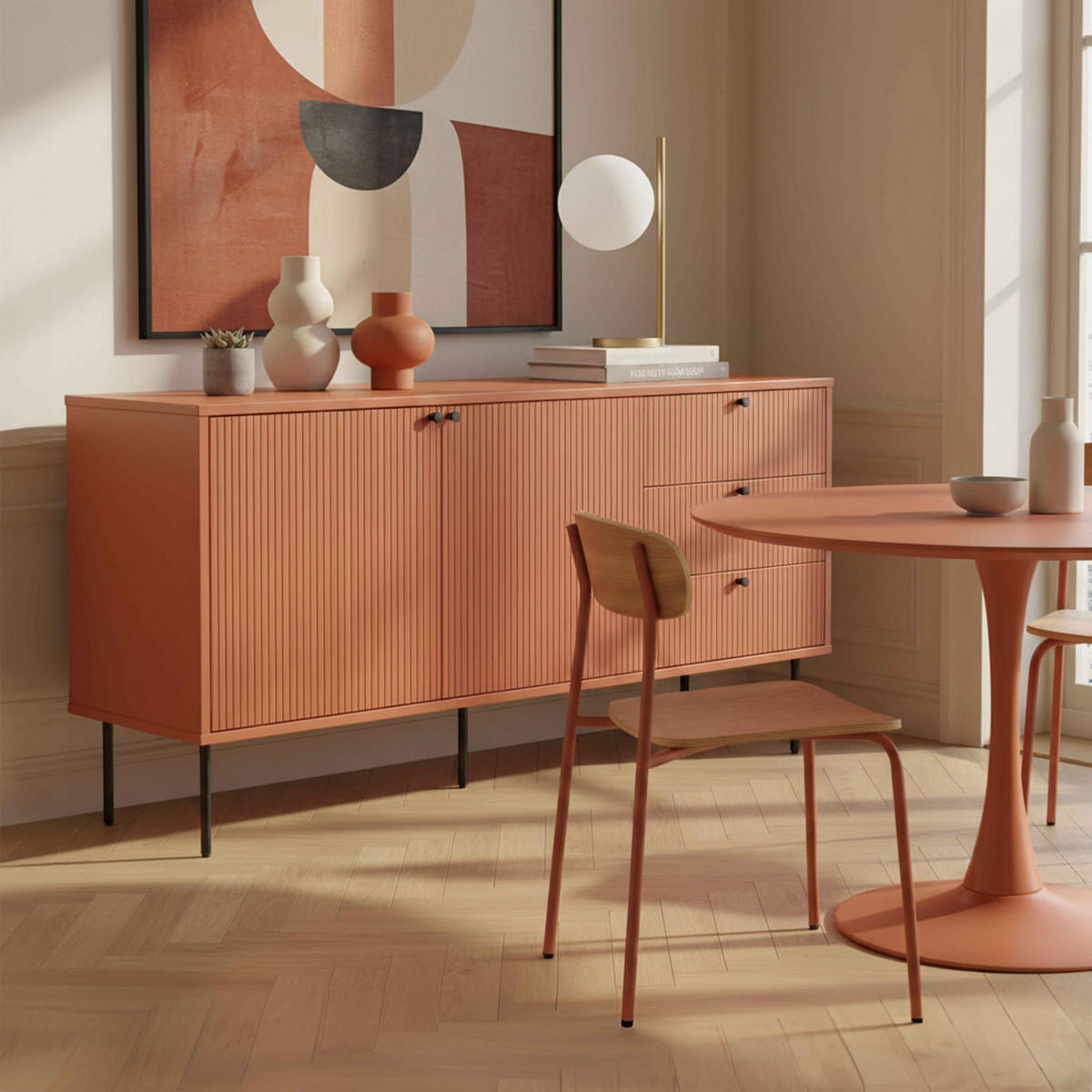 SIDEBOARD 150 cm, Orange - Orange, Holz (40/75/150cm) - Oviala