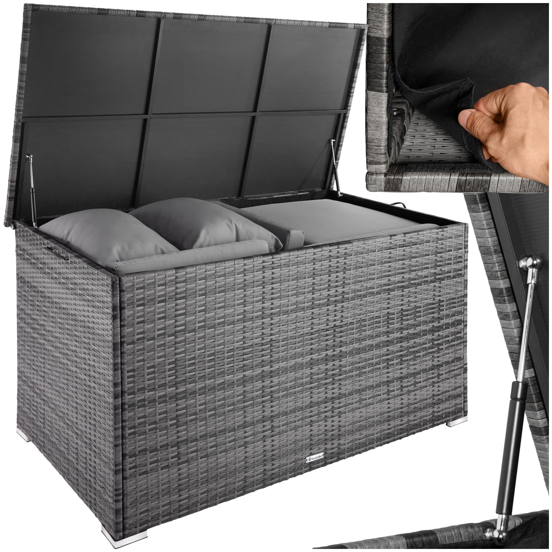 AUFLAGENBOX Oslo,145 x 82,5 x 79,5 cm,grau - Grau, Kunststoff (82.5/79.5/145cm) - tectake
