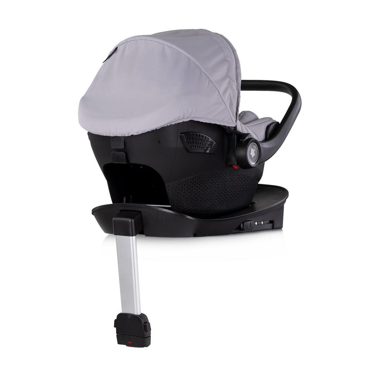 BABYSCHALE Perl Set Isofixstation 40-85cm grau i-Size, Sonnendach, 3-Punkt-Gurt, verstellbare Kopfstütze, Tragegriff - Grau, Kunststoff (43/56/60cm) - Chipolino