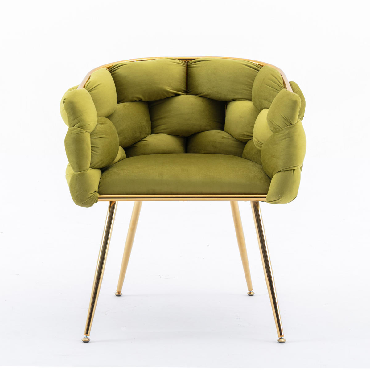 SESSEL Samt Olivgrün mit Metallgestell für Schlafzimmer, Wohnzimmer, Esszimmer - Olivgrün, Textil/Metall (73/75/56cm) - WISHDOR