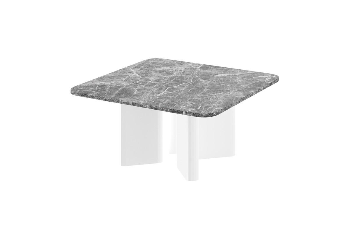 COUCHTISCH quadratisch Marmor dunkel Weiß Hochglanz 80/80/50 cm - Weiß Hochglanz/Grau, Holzwerkstoff (80/80/50cm) - designimpex