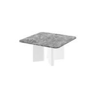 COUCHTISCH quadratisch Marmor dunkel Weiß Hochglanz 80/80/50 cm - Weiß Hochglanz/Grau, Holzwerkstoff (80/80/50cm) - designimpex