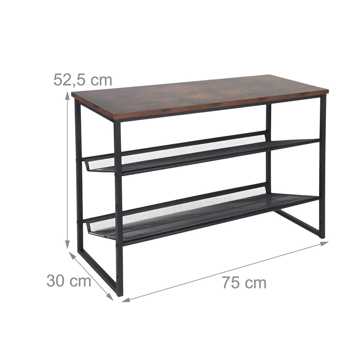 SCHUHREGAL - Schwarz, Holzwerkstoff/Metall (75/52.5/30cm) - Relaxdays