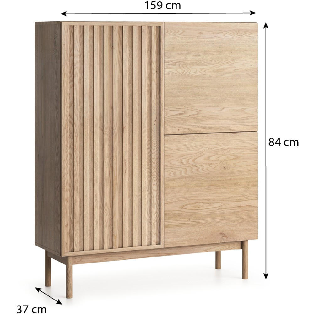 KOMMODE Sapporo mit 3 Türen, eiche Cremona - Eichefarben, Holzwerkstoff (106/130/37cm) - Beautysofa