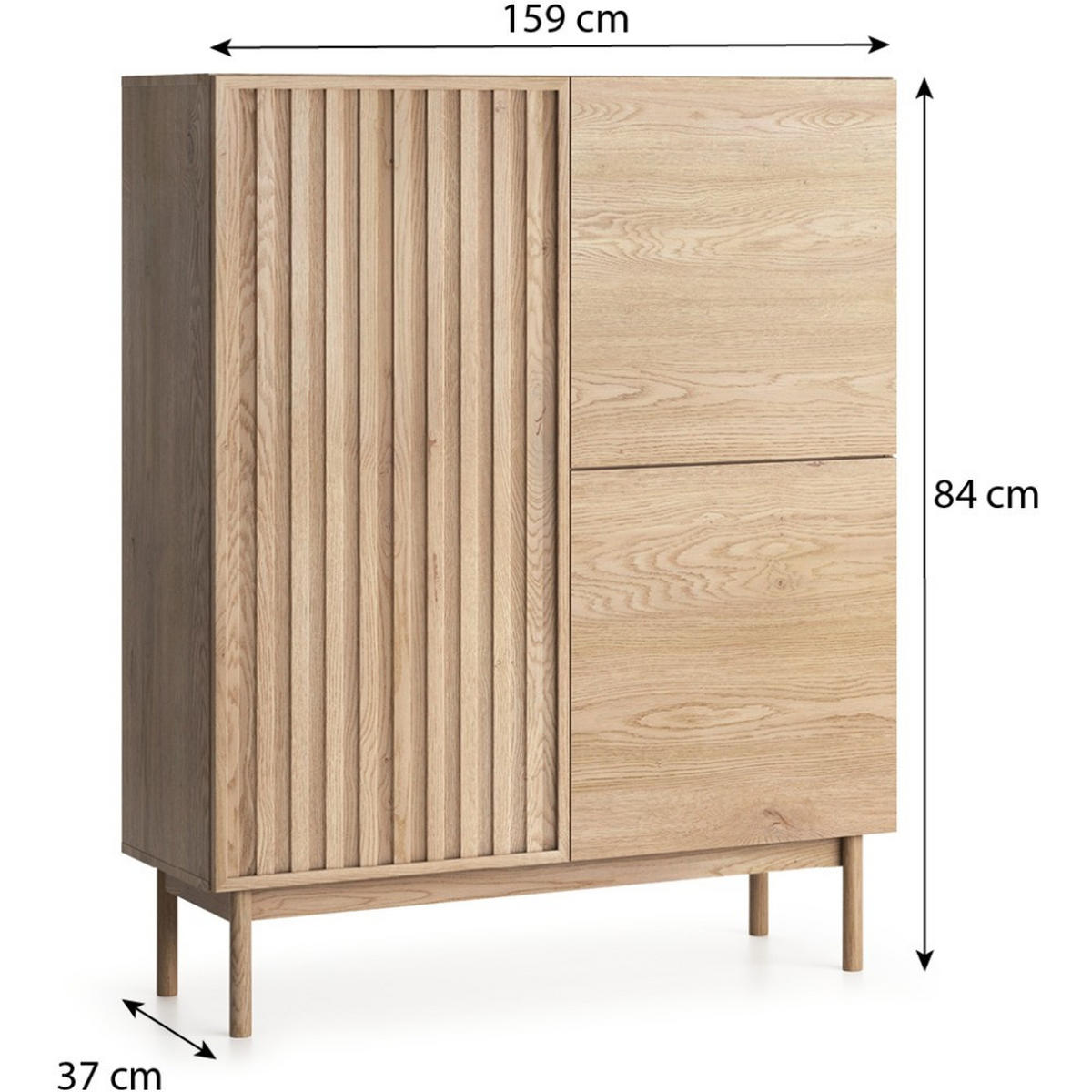 KOMMODE Sapporo mit 3 Türen, eiche Cremona - Eichefarben, Holzwerkstoff (106/130/37cm) - Beautysofa