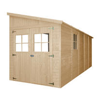 HOLZ-GARTHENHAUS (ohne Seitenwand) - H244x211x514 cm/10 m2 - M341 - Beige, Holz (216/243/493cm) - Timbela