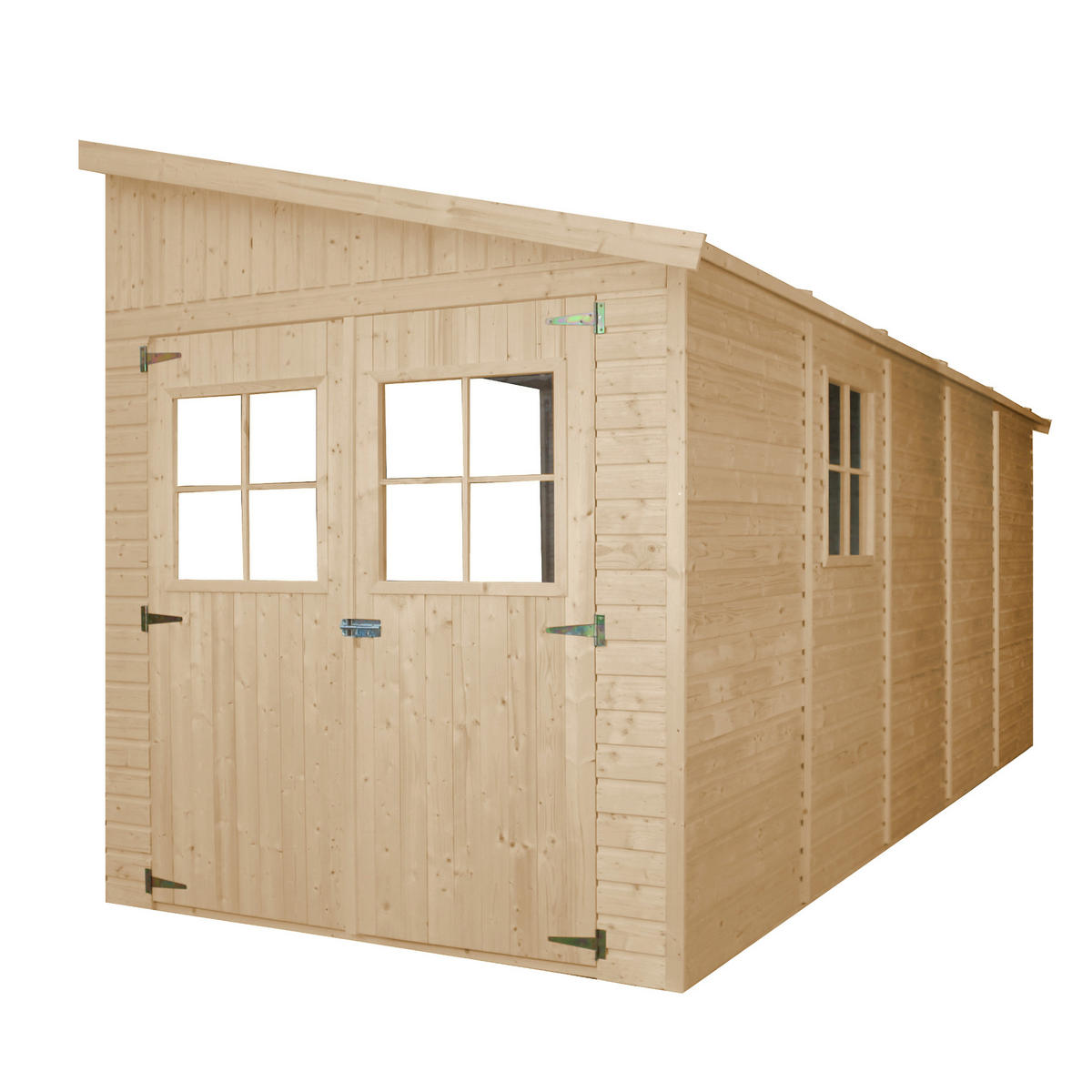 HOLZ-GARTHENHAUS (ohne Seitenwand) - H244x211x514 cm/10 m2 - M341 - Beige, Holz (216/243/493cm) - Timbela