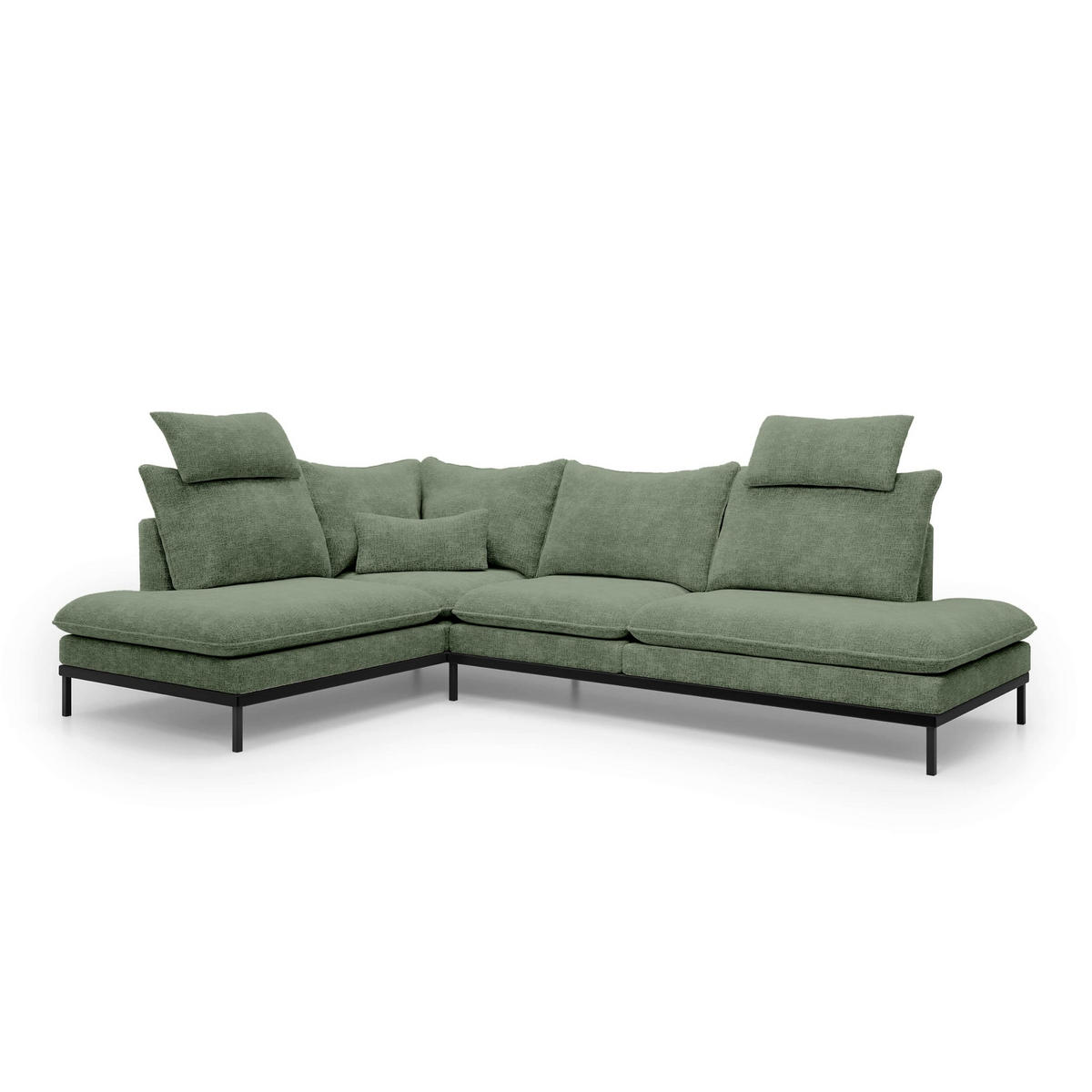 ECKSOFA Leafy Grau 293 cm - Grau, Textil (293/90/198cm) - Pillovely