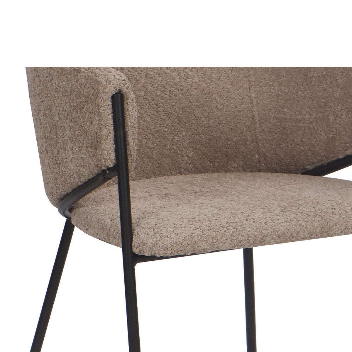 STUHL BUENO gespolsterter - dunkelbeige - Glamour Chenille - Beige/Schwarz, Textil/Metall (55/83/56cm) - NEW HOME