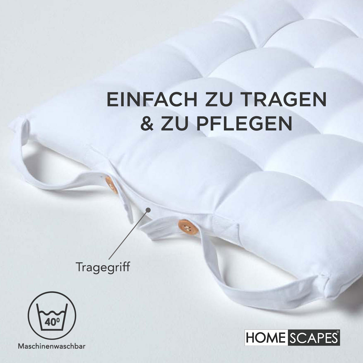 STUHLKISSEN 6er-Set weiß 40/40/6,5 cm - Weiß, Textil (40/40/6.5cm) - Homescapes