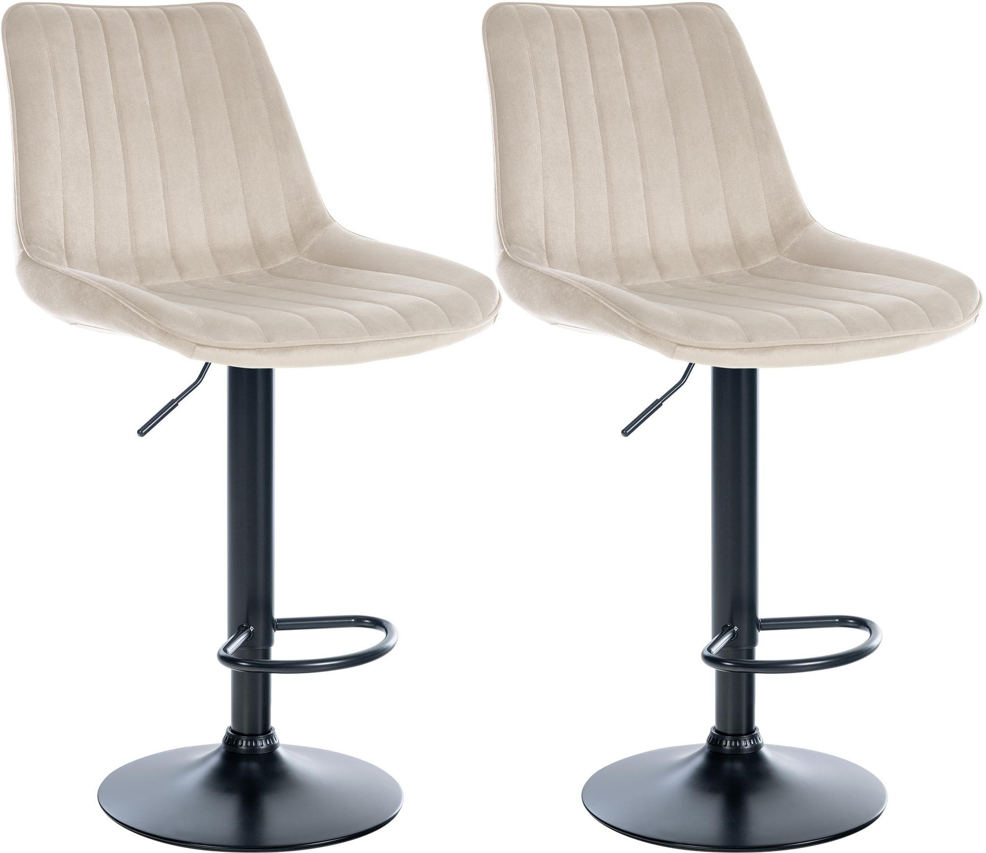 BARHOCKER 2er Set Samt Creme - Creme, Textil/Metall (49.5/91/50cm) - CLP