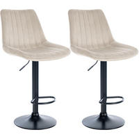 BARHOCKER 2er Set Samt Creme - Creme, Textil/Metall (49.5/91/50cm) - CLP