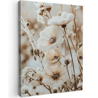 LEINWANDBILD Blumen - Winter - Weiß - Schnee - Beige 60x80 cm - Creme, Textil (60/80cm) - MuchoWow
