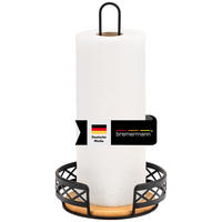 KÜCHENROLLENHALTER Bambus - Schwarz, Metall (32.5/17.5/17.5cm) - bremermann