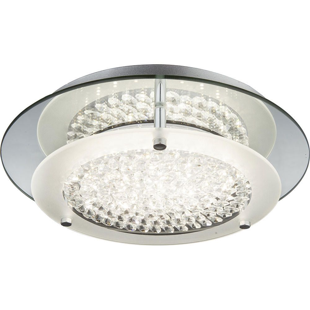 LED DECKENLEUCHTE Chrom Kristalloptik Silber - Silberfarben, Metall (28/28/7.8cm) - Globo Lighting