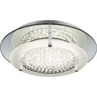 LED DECKENLEUCHTE Chrom Kristalloptik Silber - Silberfarben, Metall (28/28/7.8cm) - Globo Lighting