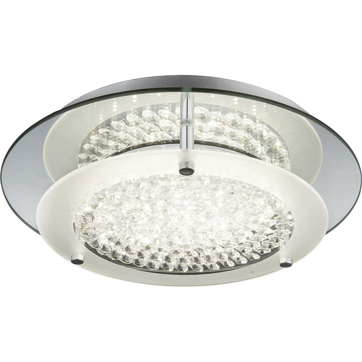 LED DECKENLEUCHTE Chrom Kristalloptik Silber - Silberfarben, Metall (28/28/7.8cm) - Globo Lighting