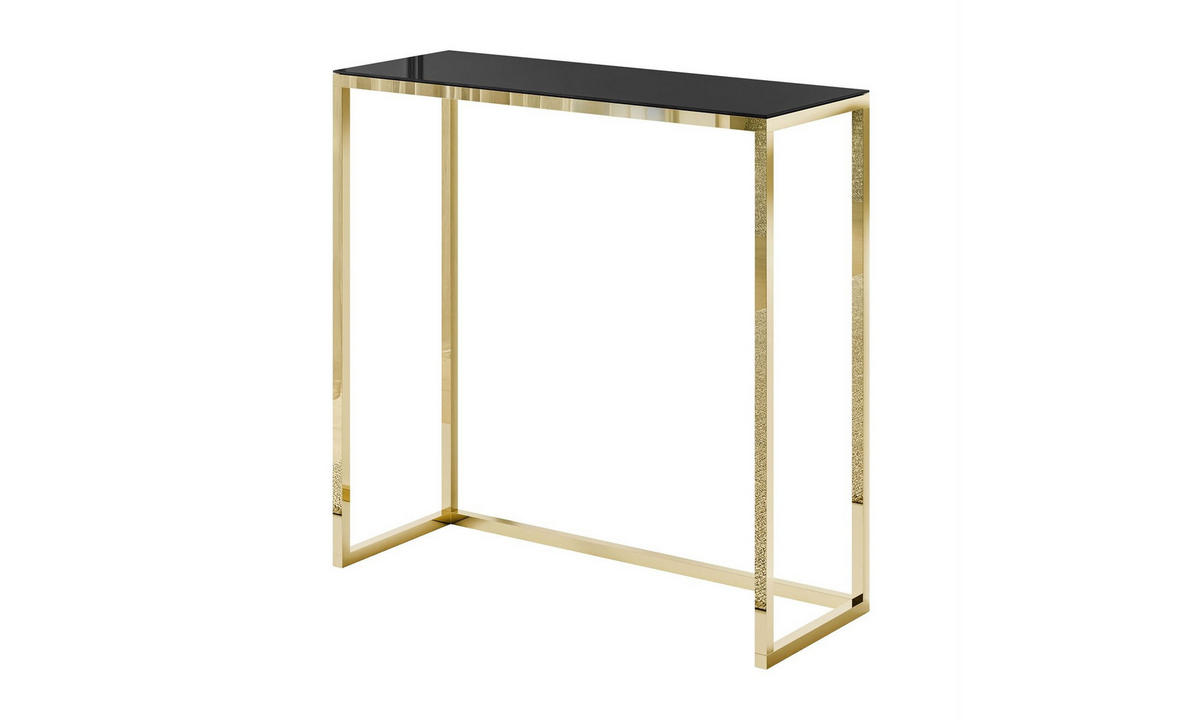 KONSOLE MODERN II GLASS 80/30/79 cm Goldchrom/Schwarz - Goldfarben/Schwarz, Glas/Metall (80/79/30cm) - Lookway