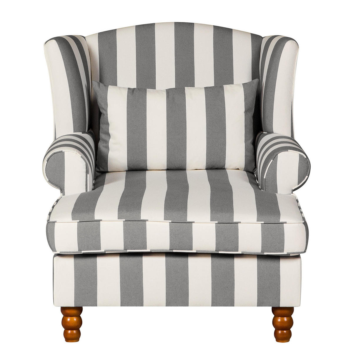 OHRENSESSEL - Webstoff - Weiß/Grau, Holz/Textil (94/95/134cm) - home24