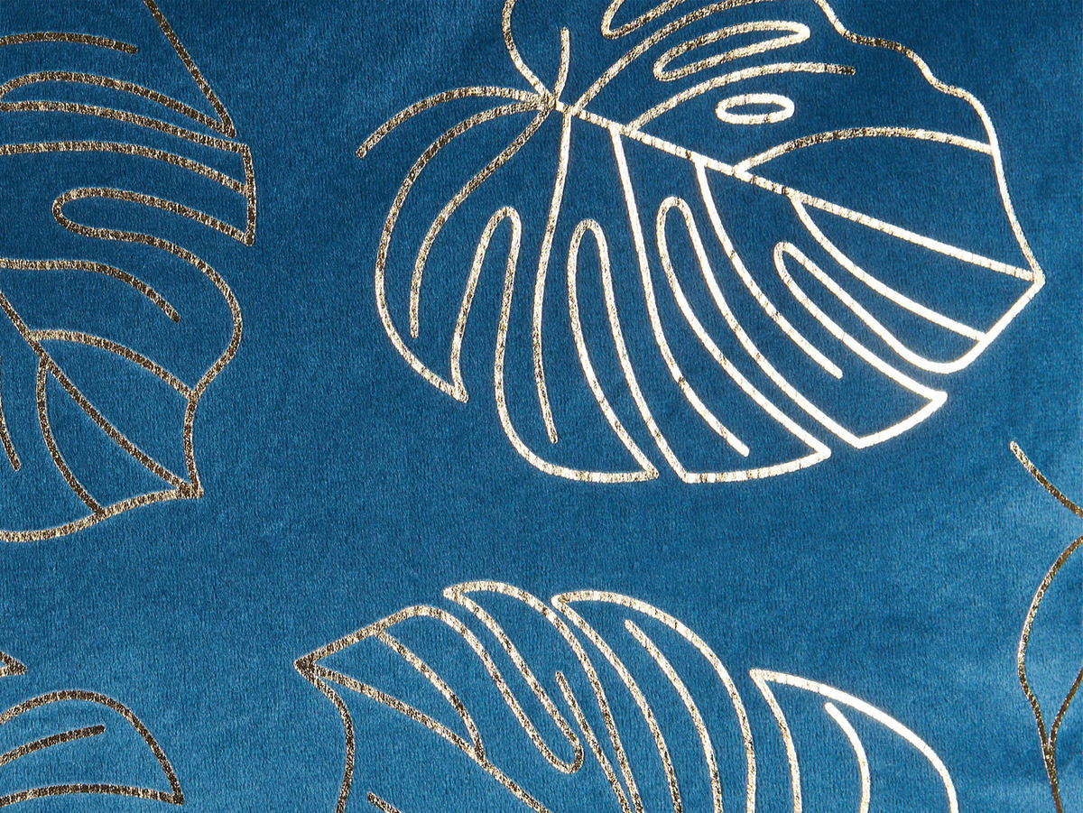 DEKOKISSEN 2er-Set Blau 45/45 cm Monstera - Blau, Textil (45/45cm) - Beliani
