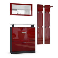 GARDEROBE Loret Front in Bordeaux Hochglanz - Bordeaux, Holzwerkstoff (180/200/23cm) - Vladon