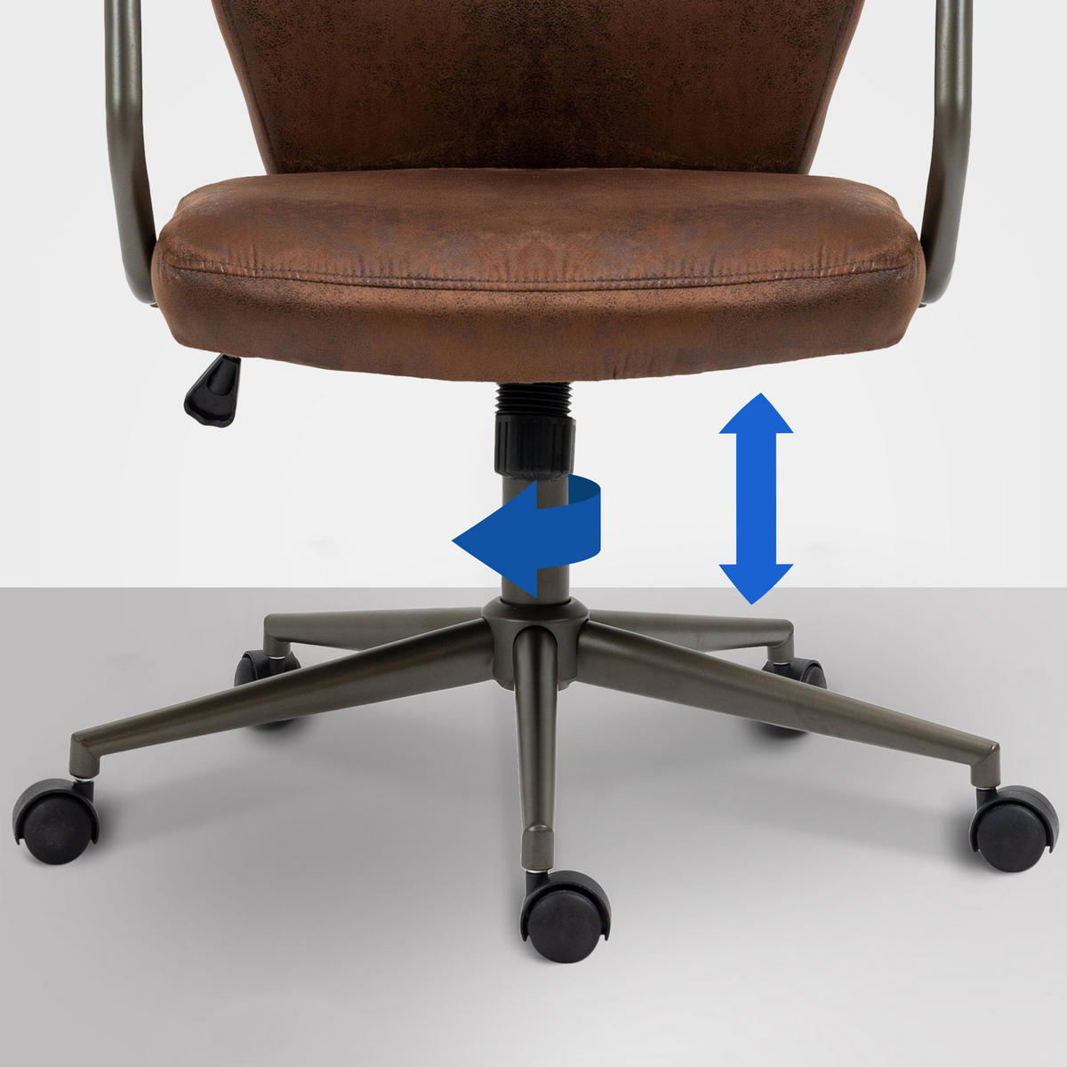 BÜROSTUHL Zephyr cognac - Cognac/Schwarz, Metall (62/137/66cm) - TPFLiving