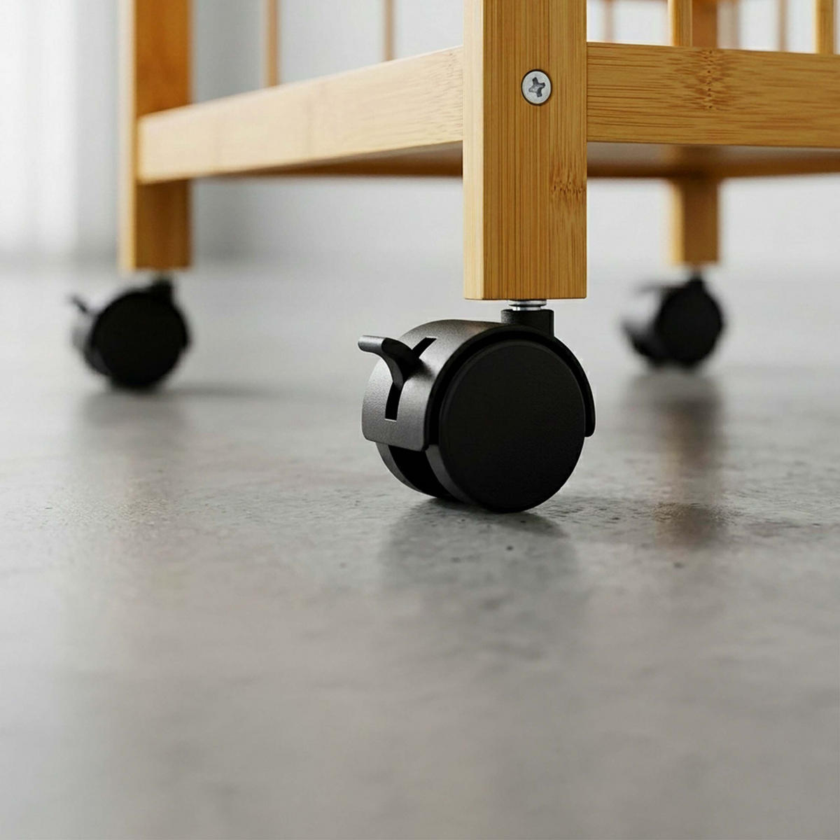 SERVERINGSVAGN Natur bambu med hjul - Ljusbrun, Trä/Plast (53/80/30cm) - Relaxdays